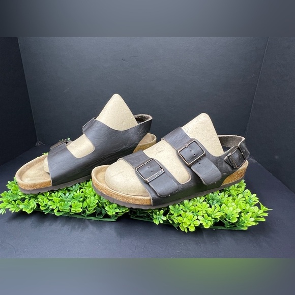 Birkenstocks leather Brown Double Strap Sandals size 42 M (regular-wide) unisex - Picture 12 of 13